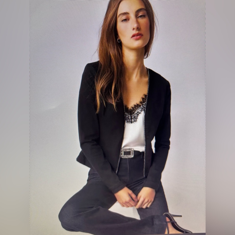 White House Black Market Black Denim Jacket Size 10 NWOT
